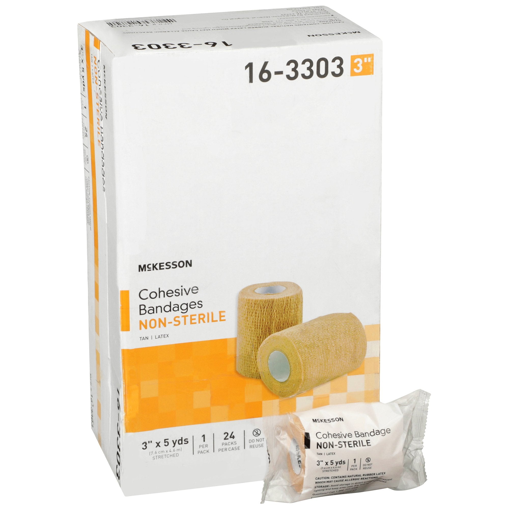 McKesson Self-adherent Closure Cohesive Bandage, 3 Inch x 5 Yard-Cohesive Bandage McKesson 3 Inch X 5 Yard Self-adherent Closure Tan NonSterile Standard Compression