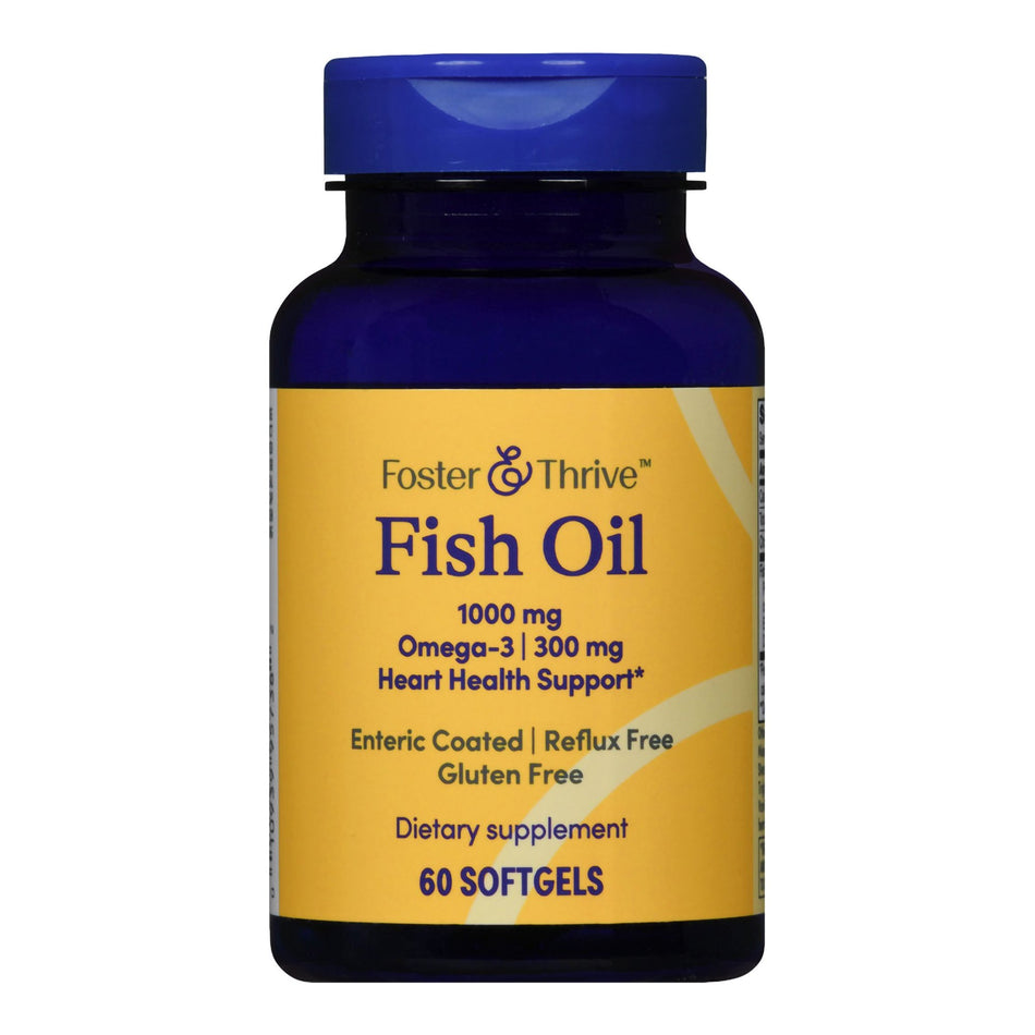 Foster & Thrive Fish Oil 1000 mg Softgels-"Omega 3 Supplement Foster & Thrive Fish Oil 1,000 mg Strength Softgel 60 per Bottle"