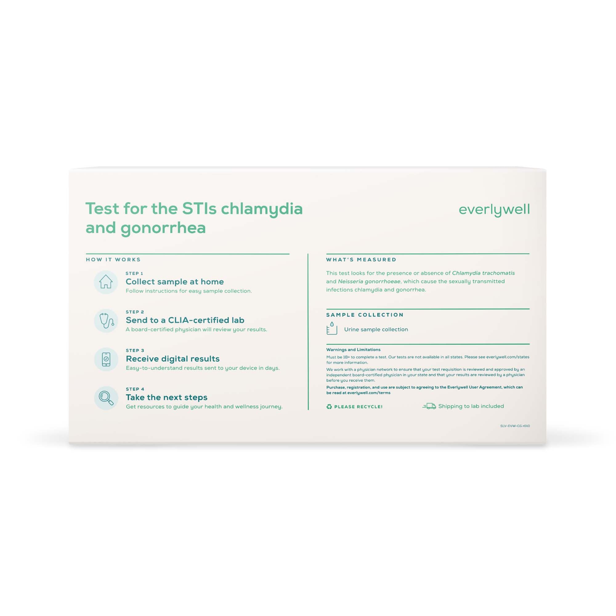 Everlywell Chlamydia / Gonorrhea Test-Urine Specimen Collection Kit Everlywell Plastic Collection Cup / Collection Tube