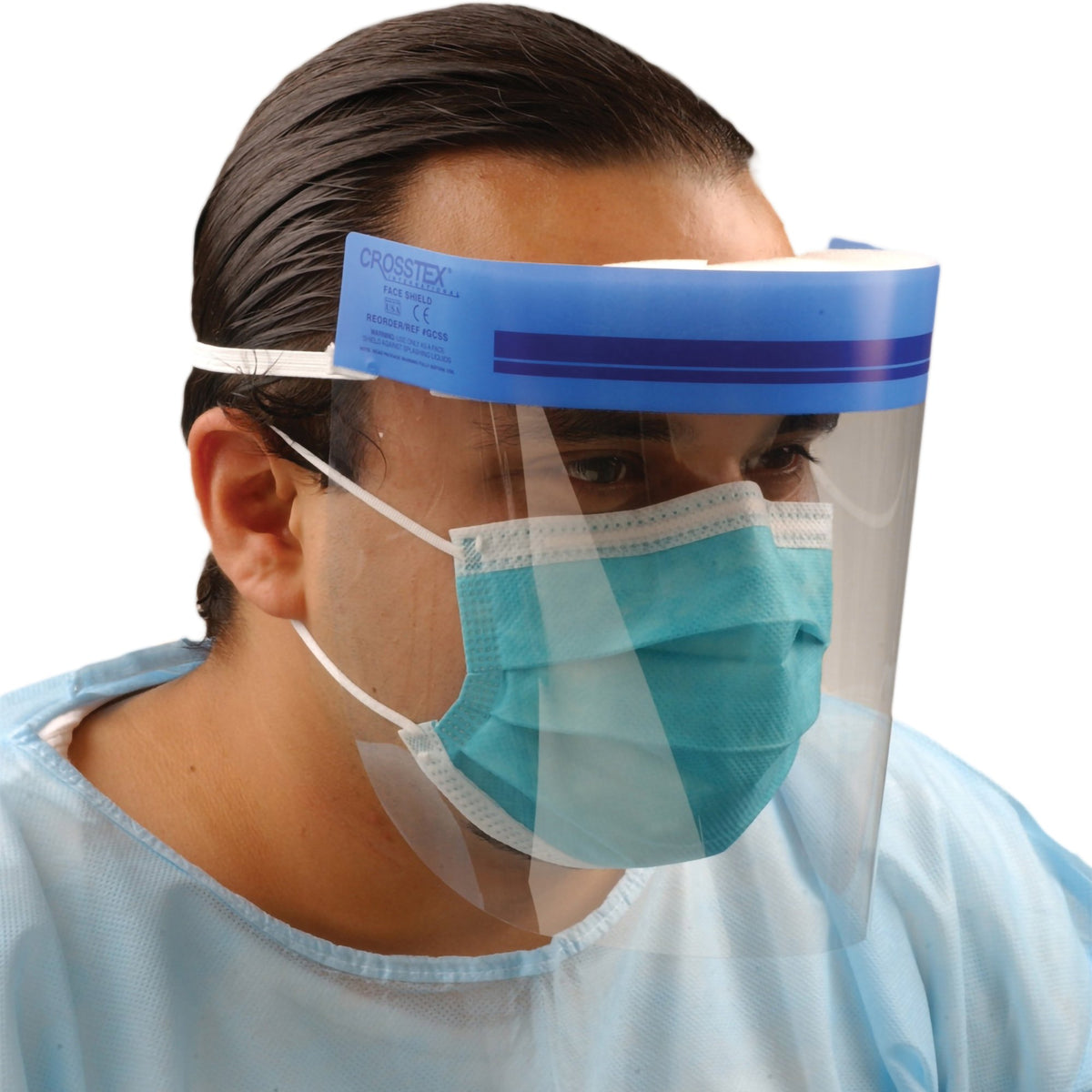 CrossTex Wraparound Face Shield-Wraparound Face Shield Crosstex One Size Fits Most 3/4 Length Anti-fog Disposable NonSterile