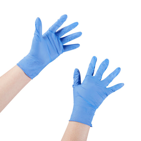 McKesson Confiderm 3.5C Nitrile Exam Glove, Medium, Blue-Exam Glove McKesson Confiderm 3.5C Medium NonSterile Nitrile Standard Cuff Length Textured Fingertips Blue Chemo Tested