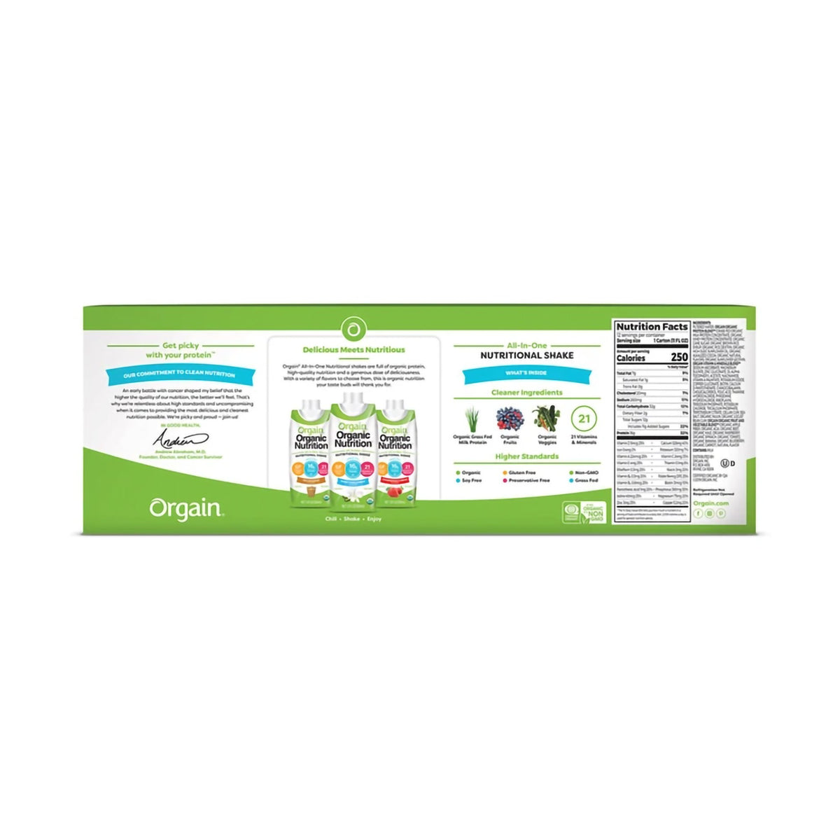 Orgain Organic Nutrition Chocolate Nutritional Shake, 11-ounce carton-Oral Supplement Orgain Organic Nutritional Shake Creamy Chocolate Fudge Flavor Liquid 11 oz. Carton
