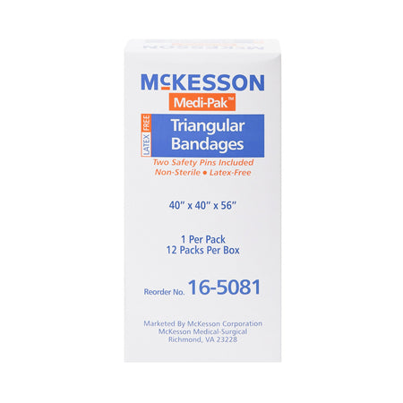 McKesson Triangular Bandage, 40 x 40 x 56 Inch-Triangular Bandage / Arm Sling McKesson Safety Pin One Size Fits Most