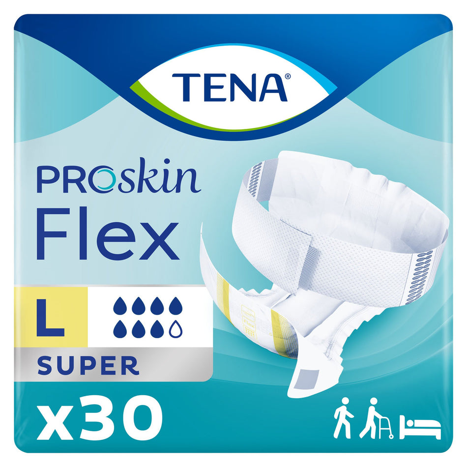 Tena Flex Super Belted Incontinence Briefs, Large-Unisex Adult Incontinence Belted Undergarment TENA ProSkin Flex Super Size 16 Disposable Heavy Absorbency