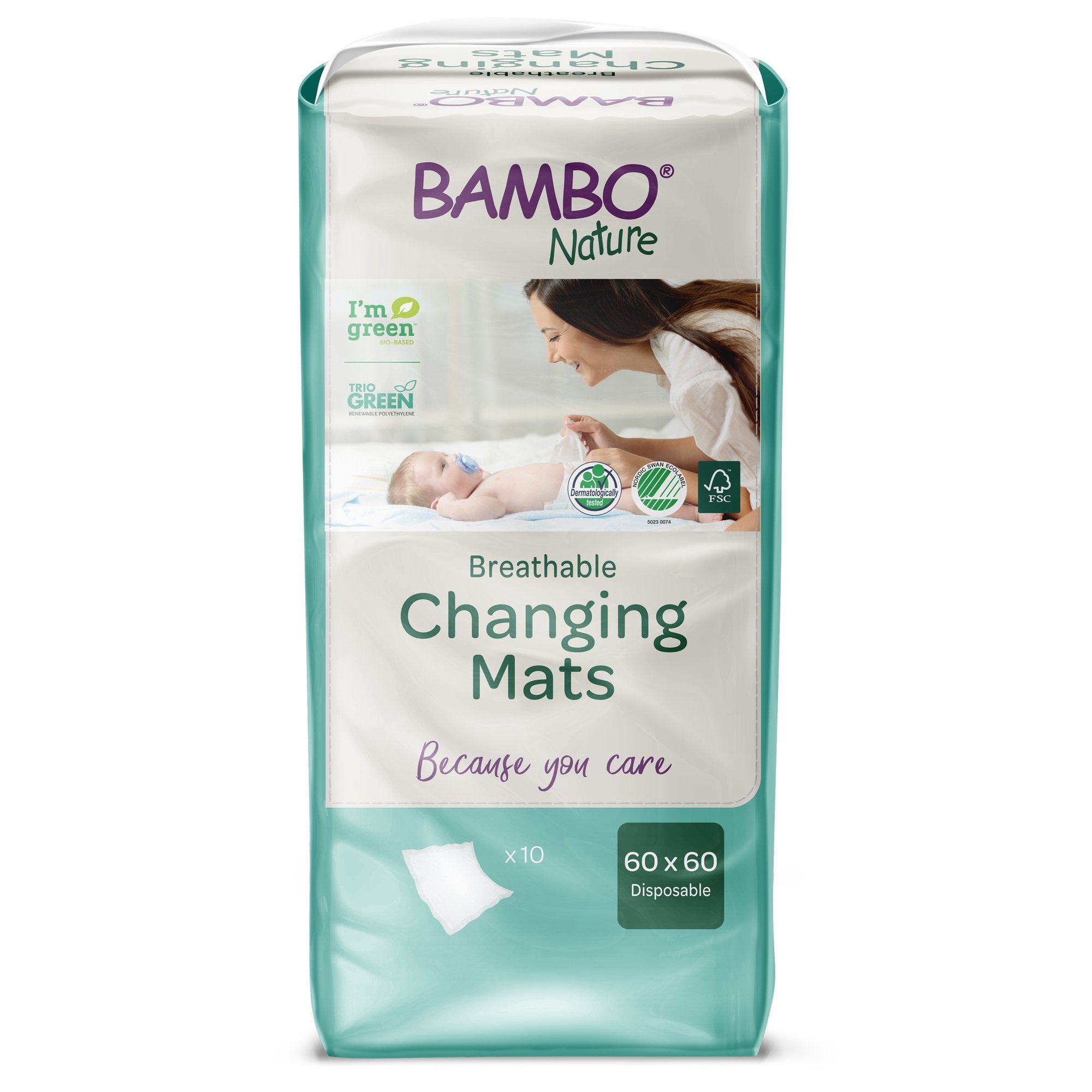 Bambo Nature Changing Pad, 23-2/3 x 23-2/3 Inch-Disposable Changing Table Pad Bambo Nature 23-3/5 X 23-3/5 Inch Fluff Light Absorbency