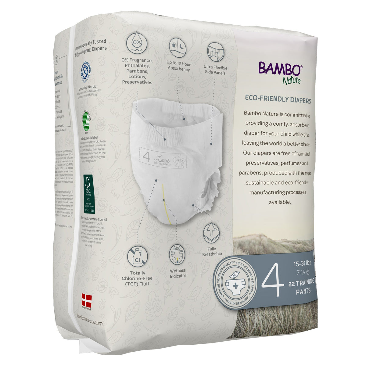 Bambo Nature Dream Training Pants, Size 4-Unisex Toddler Training Pants Bambo Nature Dream Pull On with Tear Away Seams Size 4 Disposable Heavy Absorbency