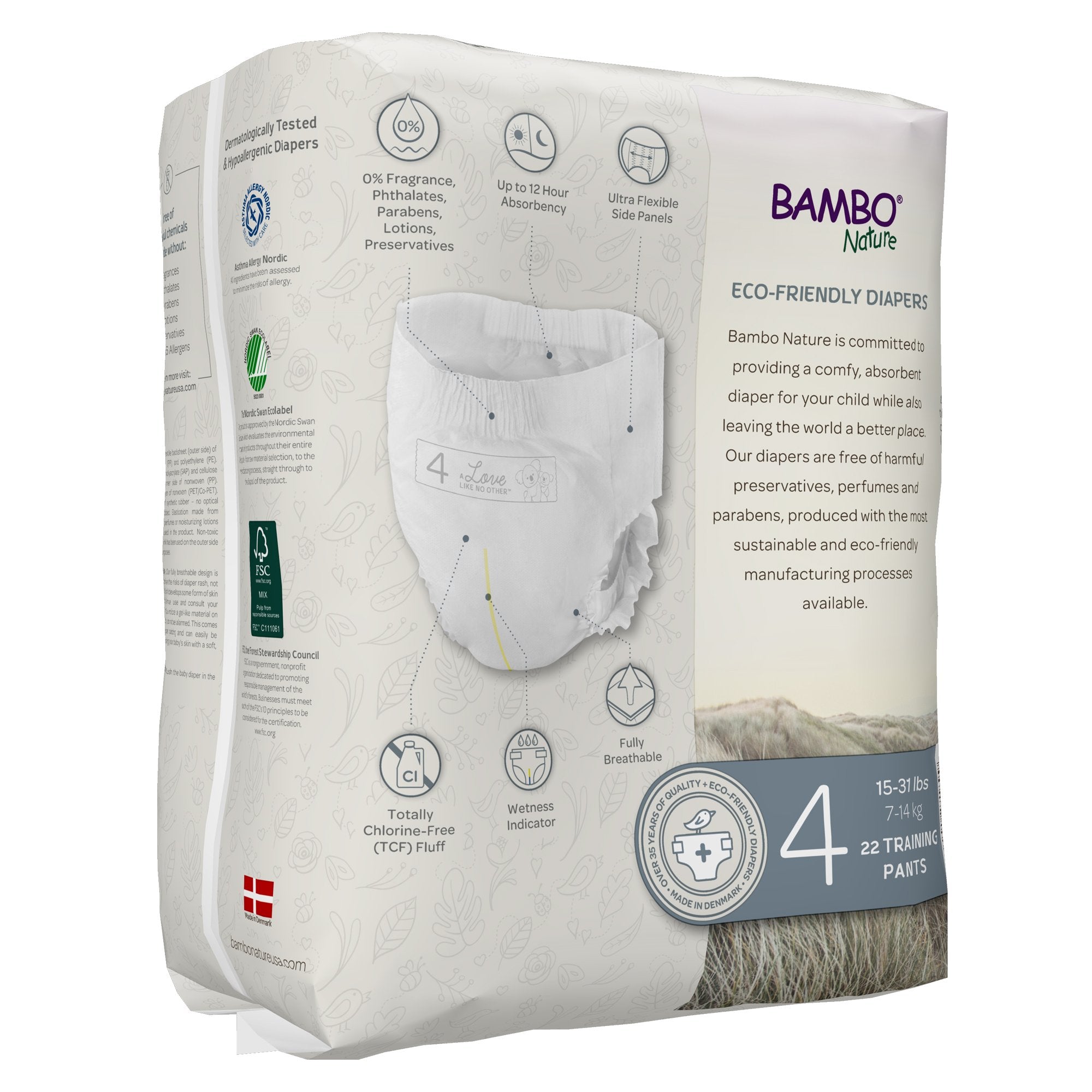 Bambo Nature Dream Training Pants, Size 4-Unisex Toddler Training Pants Bambo Nature Dream Pull On with Tear Away Seams Size 4 Disposable Heavy Absorbency