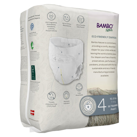 Bambo Nature Dream Training Pants, Size 4-Unisex Toddler Training Pants Bambo Nature Dream Pull On with Tear Away Seams Size 4 Disposable Heavy Absorbency