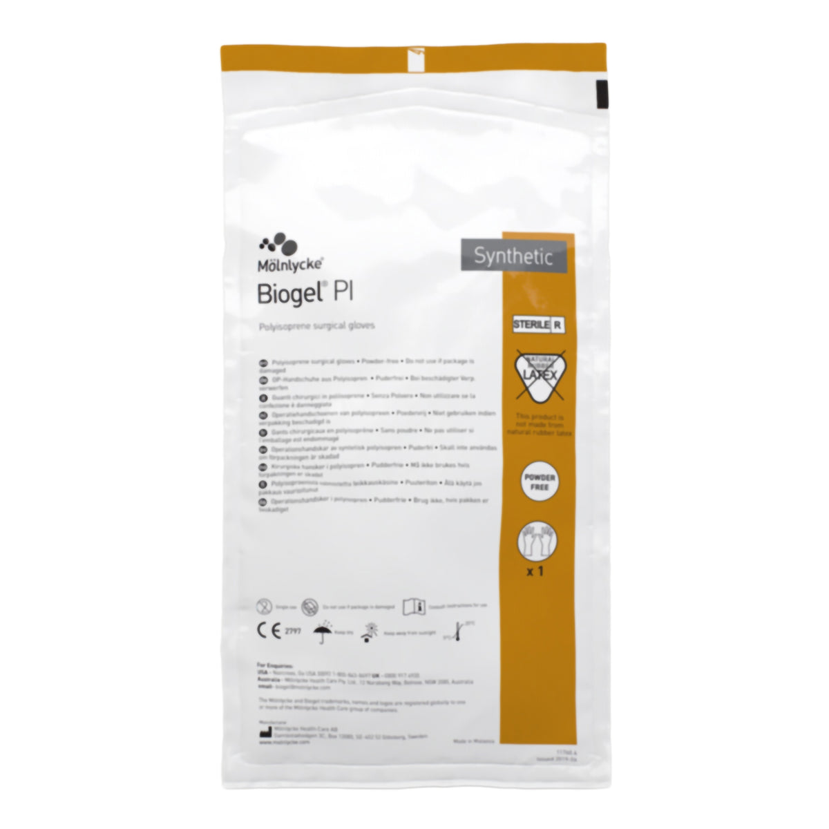 Biogel PI Polyisoprene Surgical Glove, Size 6.5, Straw Color-Surgical Glove Biogel PI Size 6.5 Sterile Polyisoprene Standard Cuff Length Micro-Textured Ivory Chemo Tested
