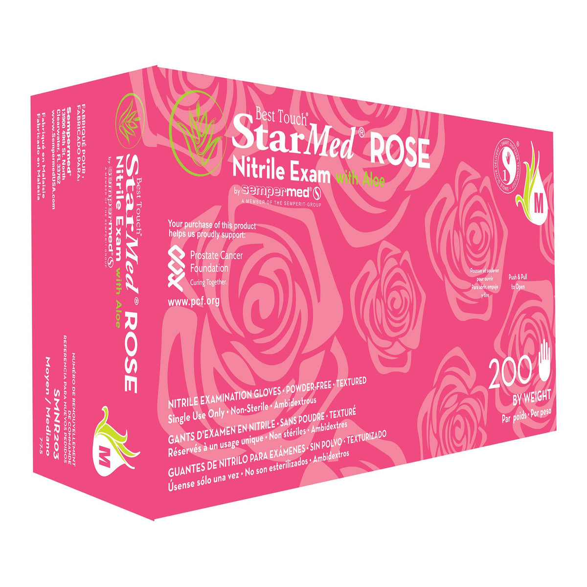 StarMed® Rose Nitrile Exam Glove, Medium, Pink - Gloves>Exam Gloves - Harps USA Inc