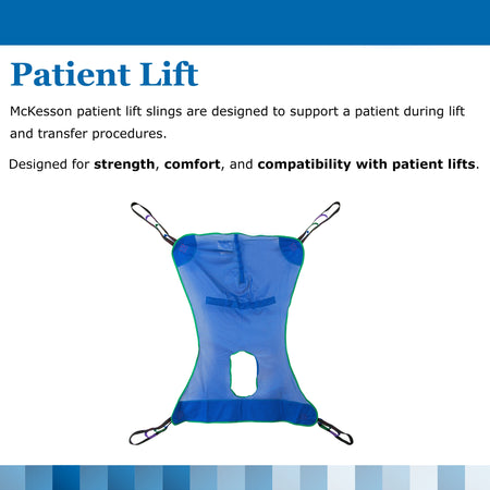 McKesson Mesh Full Body Commode Sling, Medium-Full Body Commode Sling McKesson 4 or 6 Point Cradle Without Head Support Medium 600 lbs. Weight Capacity