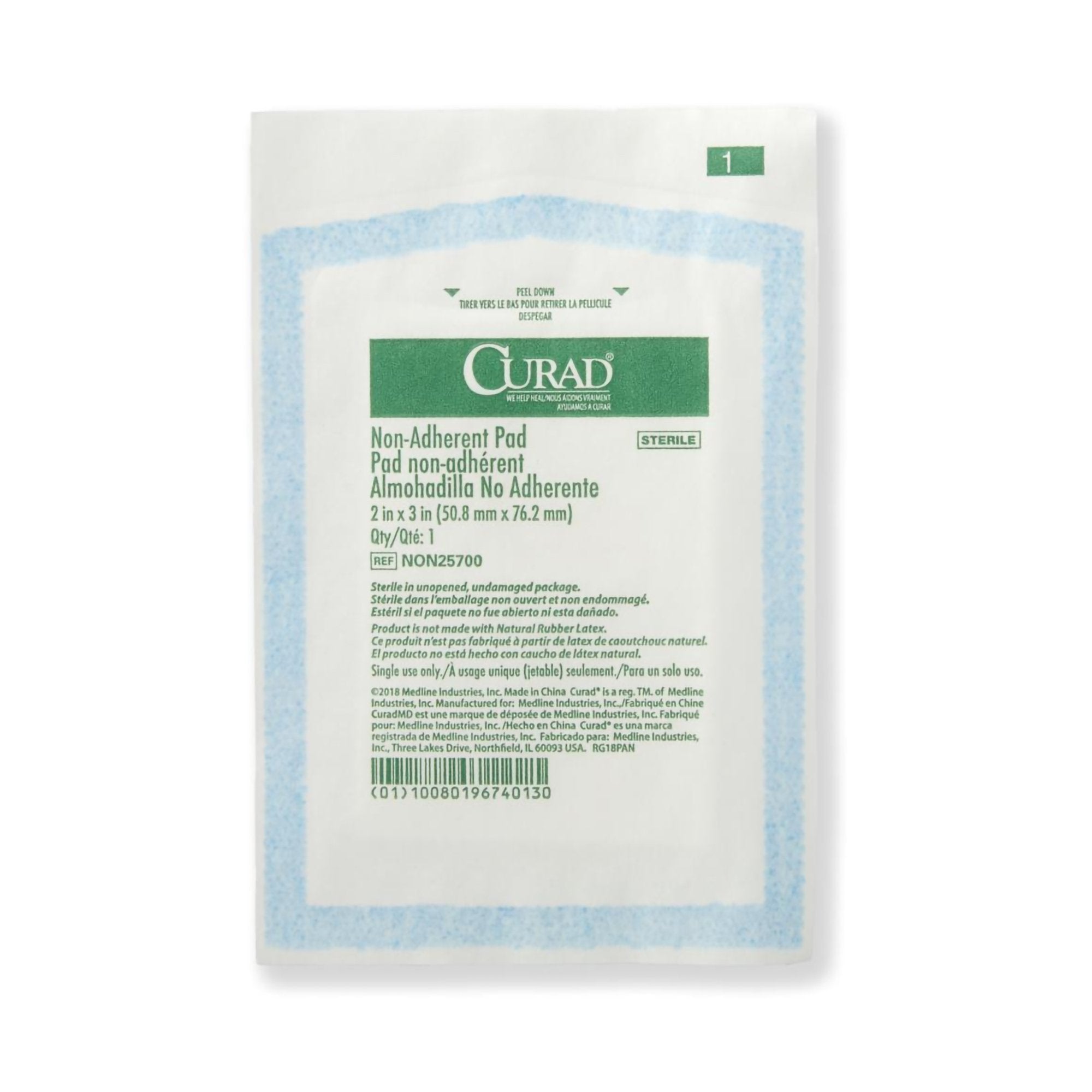 Curad Nonadherent Dressing, 2 x 3 Inch-Non-Adherent Dressing Curad 2 X 3 Inch Sterile 100 per Pack