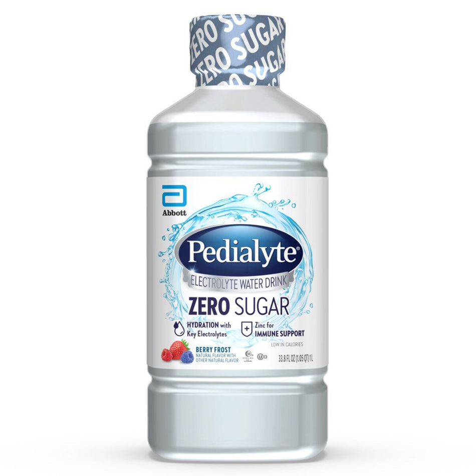 Oral Electrolyte Solution Pedialyte® Zero Sugar Berry Frost Flavor 33.8 oz. Electrolyte