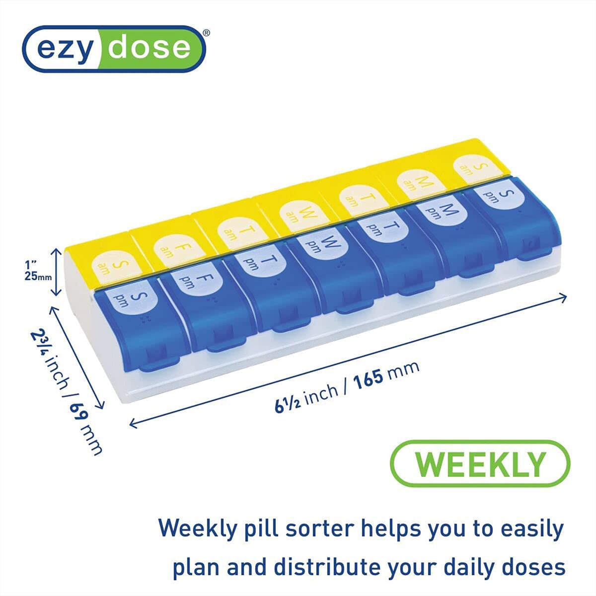 EZY Dose 7-Day Pill Organizer, Extra Large-Pill Organizer Ezy Dose X-Large 7 Day 2 Dose