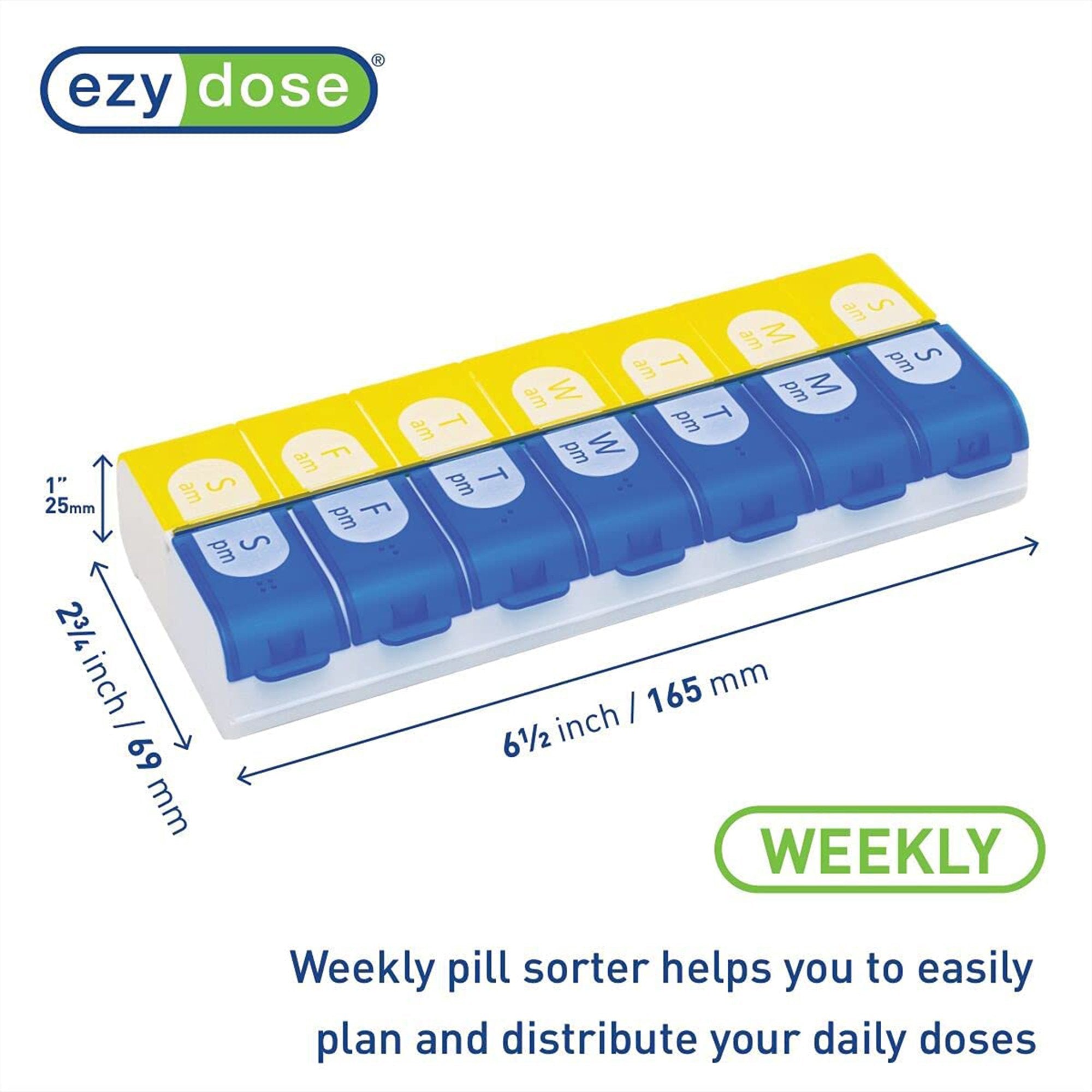 EZY Dose 7-Day Pill Organizer, Extra Large-Pill Organizer Ezy Dose X-Large 7 Day 2 Dose