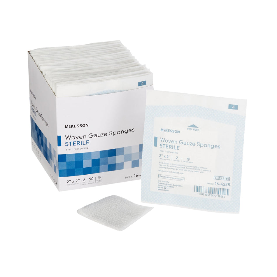 McKesson Sterile Gauze Sponge, 2 x 2 Inch, 8-Ply-Gauze Sponge McKesson 2 X 2 Inch 8-Ply Sterile 2 per Pack