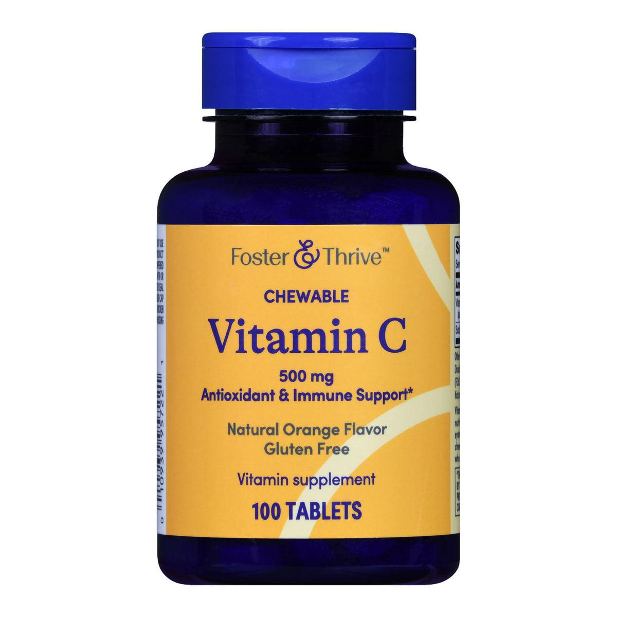 Foster & Thrive Chewable Vitamin C 500 mg Tablets Natural Orange-Vitamin C Supplement Foster & Thrive Ascorbic Acid 500 mg Strength Chewable Tablet 100 per Bottle