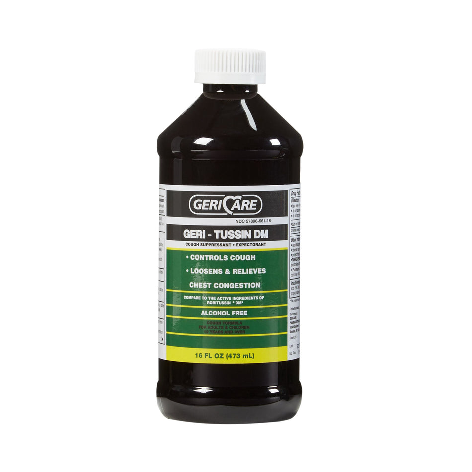 Geri-Care Guaifenesin / Dextromethorphan Cold and Cough Relief, 16-ounce Bottle-Cold and Cough Relief Geri-Care 100 mg - 10 mg / 5 mL Strength Syrup 16 oz.