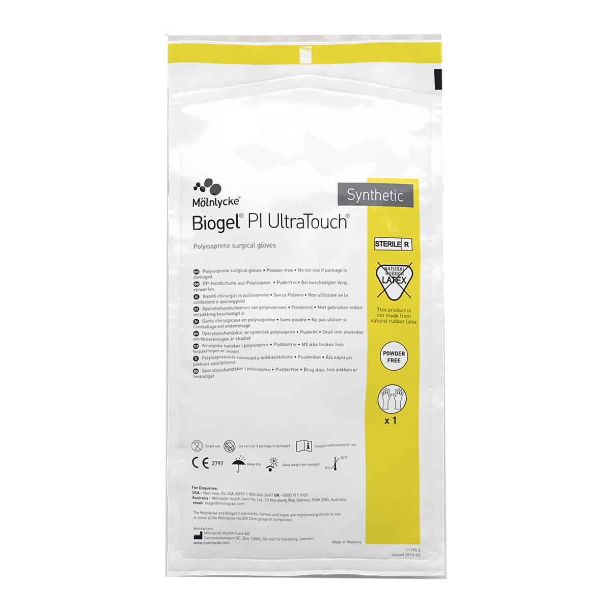 Biogel PI UltraTouch Polyisoprene Surgical Glove, Size 6.5, Opaque Beige-Surgical Glove Biogel PI UltraTouch Size 6.5 Sterile Polyisoprene Standard Cuff Length Micro-Textured Opaque Beige Chemo Tested