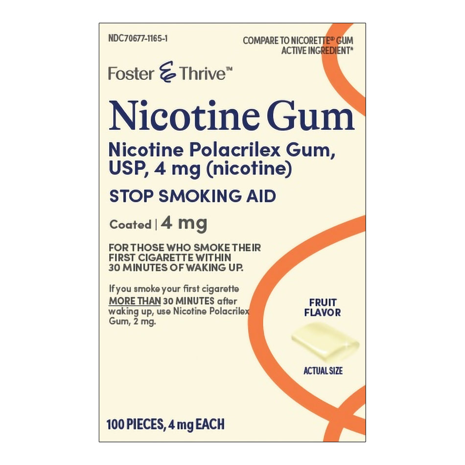 Foster & Thrive Nicotine Polacrilex 4 mg (Nicotine) Gum, Fruit-Stop Smoking Aid Foster & Thrive 4 mg Strength Gum