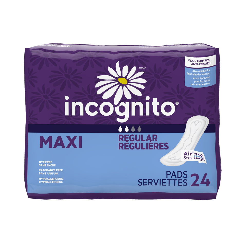 Feminine Pad Incognito® Maxi with Wings / Overnight Heavy Absorbency