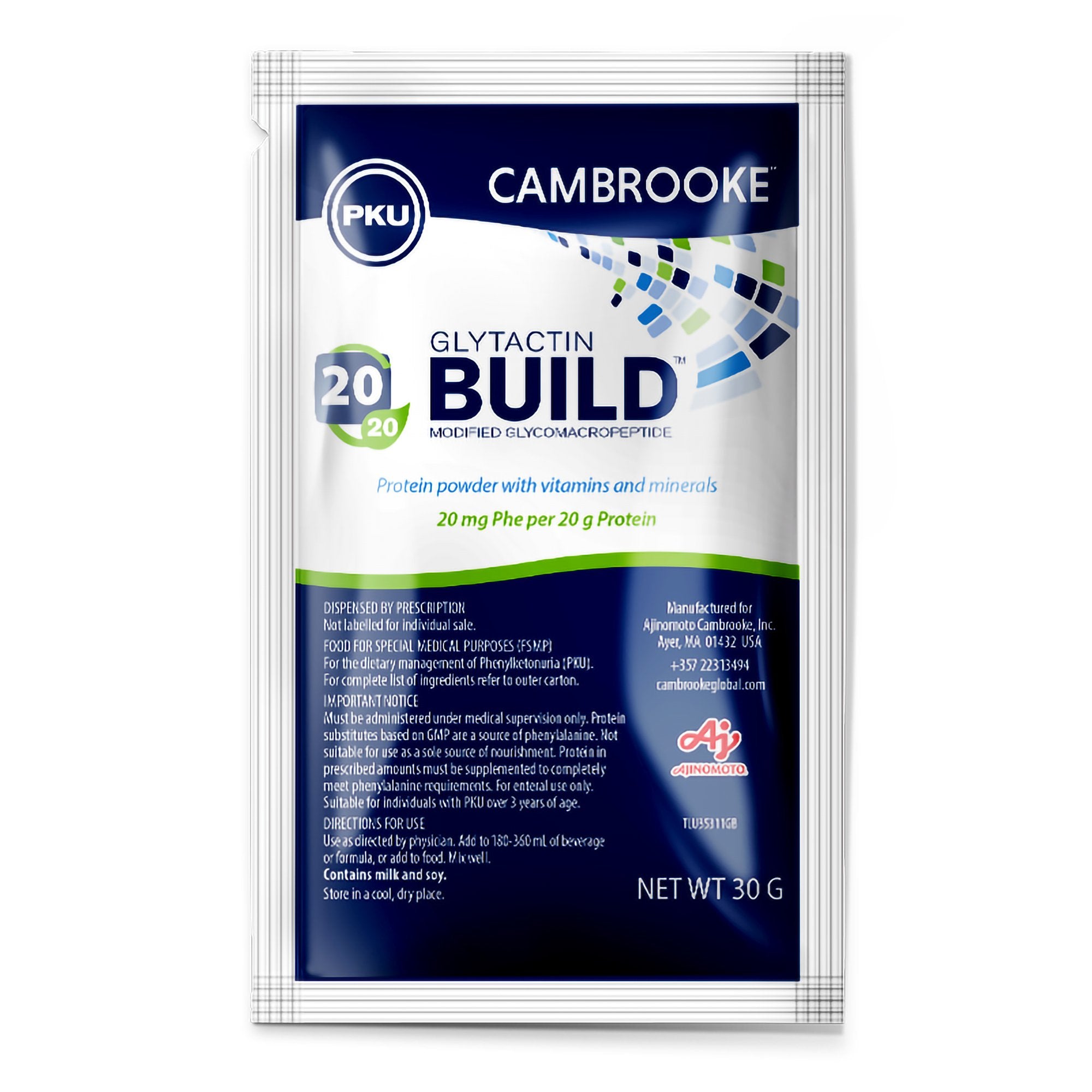 Glytactin Build 20/20 Glycomacropeptide (GMP) Medical Food for the Dietary Management of PKU, Smooth Flavor-Oral Supplement Glytactin BUILD 20/20 Smooth Flavor Powder 1.1 oz. Individual Packet