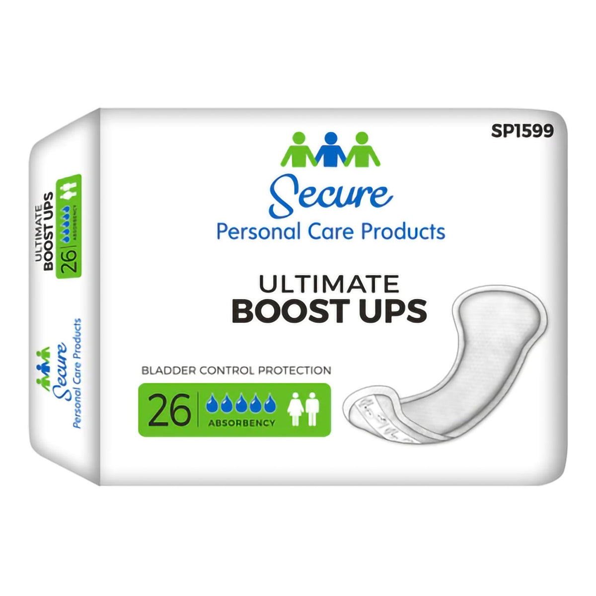 TotalDry Ultimate Boost Ups Absorbency Incontinence Booster Pad, 16-Inch Length-Booster Pad TotalDry Ultimate Boost Ups 16-1/2 Inch Length Moderate Absorbency Polymer Core One Size Fits Most