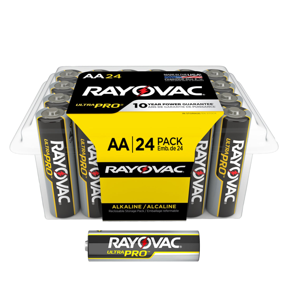 Rayovac Ultra Pro Alkaline AA Batteries, 24 Pack-Alkaline Battery Rayovac Ultra Pro AA Cell 1.5V Disposable 24 Pack