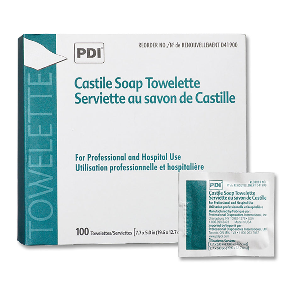 PDI Scented Castile Soap Towelettes, Individual Packet-Castile Soap Towelette PDI Individual Packet Scented 100 Count