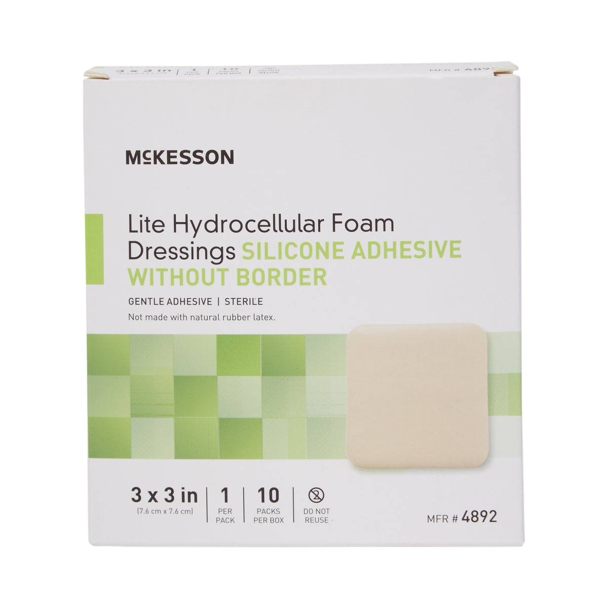 McKesson Lite Silicone Gel Adhesive without Border Thin Silicone Foam Dressing, 3 x 3 Inch-Thin Foam Dressing McKesson Lite 3 X 3 Inch Without Border Film Backing Silicone Gel Adhesive Square Sterile