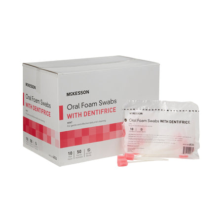 McKesson Oral Swabstick Foam Tip Dentifrice, Mint, 10 per Pack-Oral Swab McKesson Dentifrice Foam Tip 10 per Pack