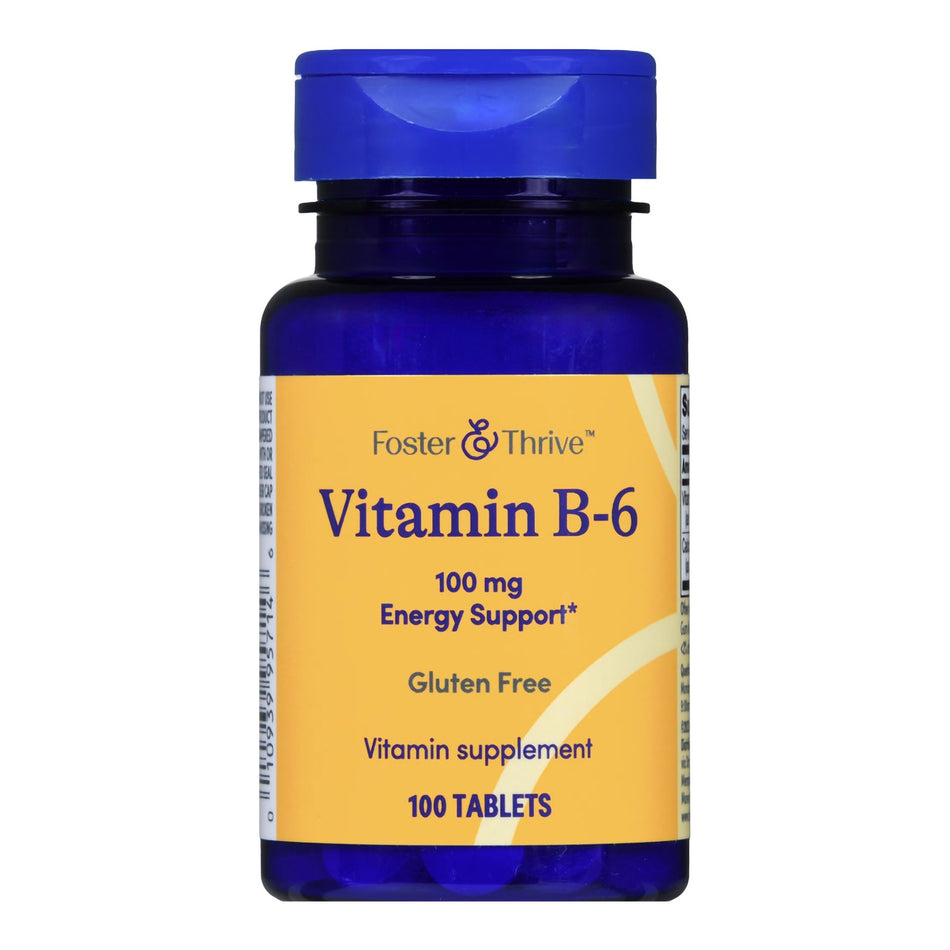 Foster & Thrive Vitamin B-6 100 mg Tablets-Vitamin Supplement Foster & Thrive Vitamin B6 100 mg Strength Tablet 100 per Bottle