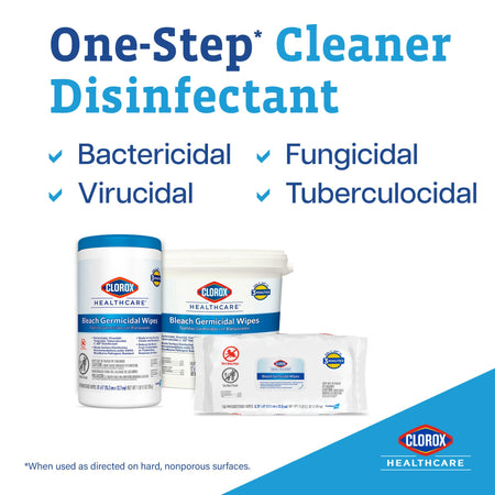 Clorox Healthcare® Bleach Germicidal Wipes, Canister, 150 ct. - Housekeeping>Cleaners and Disinfectants - The Clorox Company