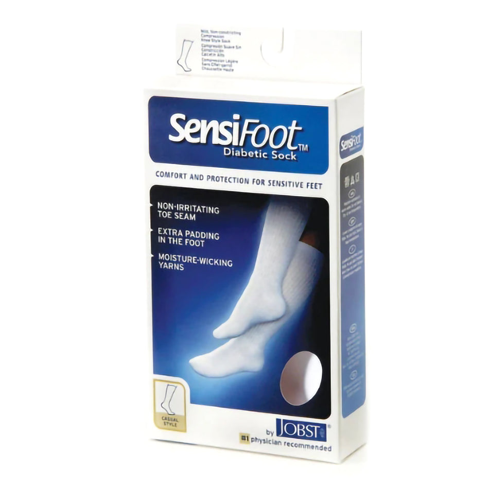 Compression Stocking JOBST® SensiFoot Diabetic Knee High Large White Closed Toe