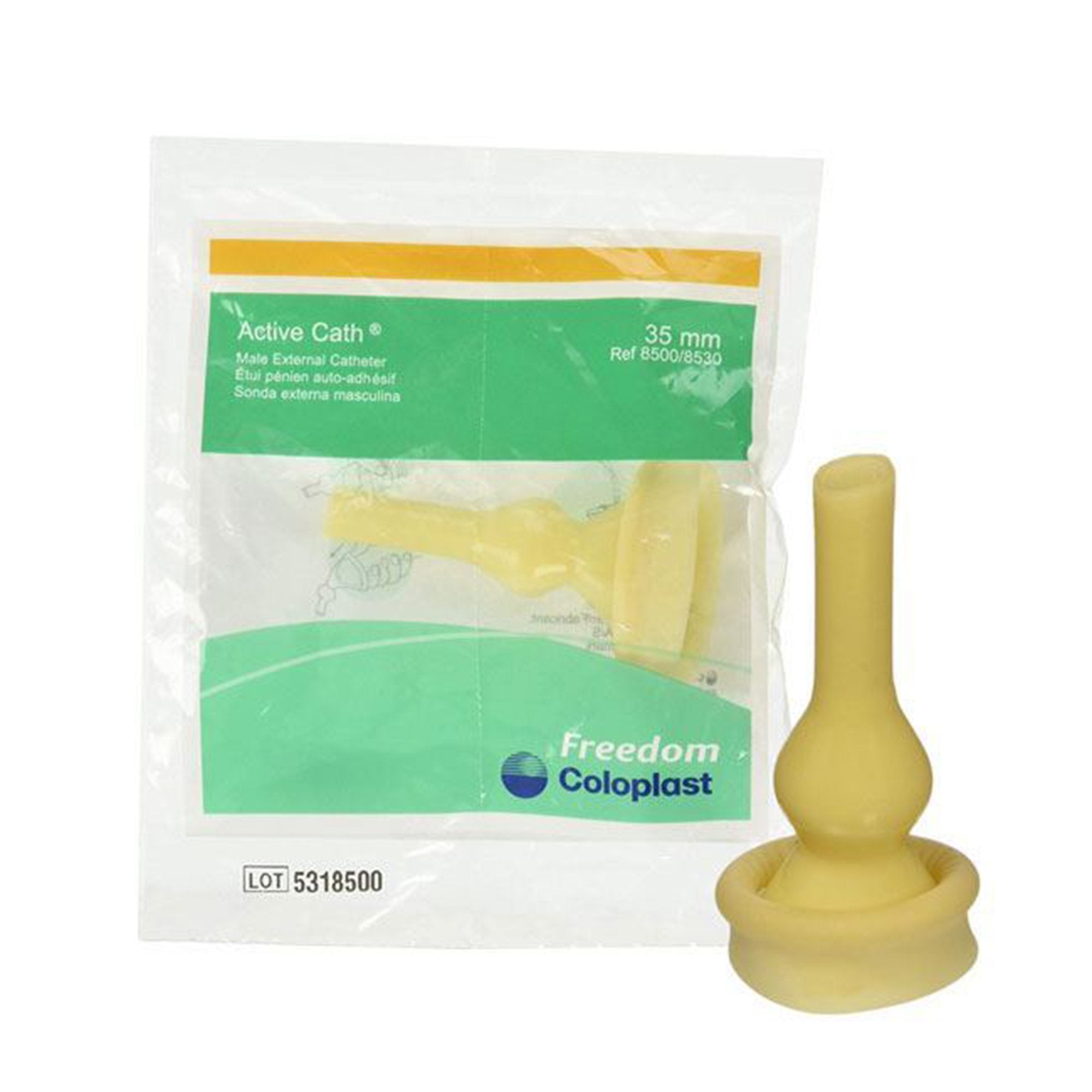 Coloplast Active Cath Male External Catheter-Male External Catheter Active Cath Self-Adhesive Seal Latex Intermediate