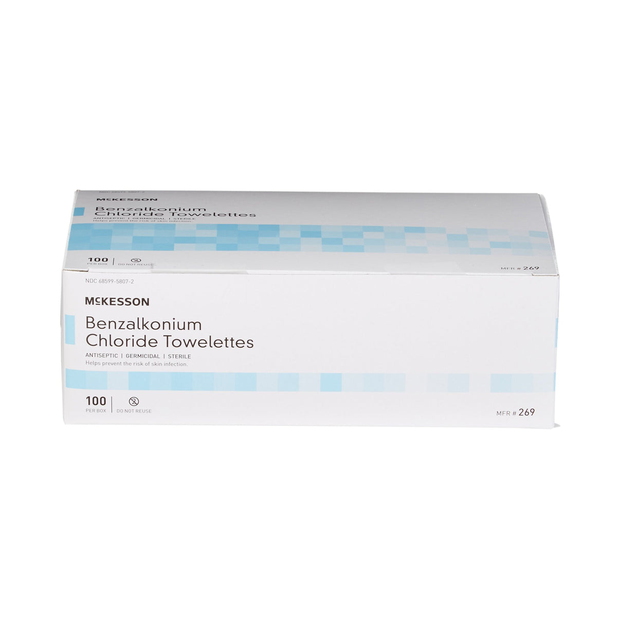 McKesson Benzalkonium Chloride Antiseptic Skin Wipes-Antiseptic Skin Towelette McKesson Individual Packet Unscented 100 Count