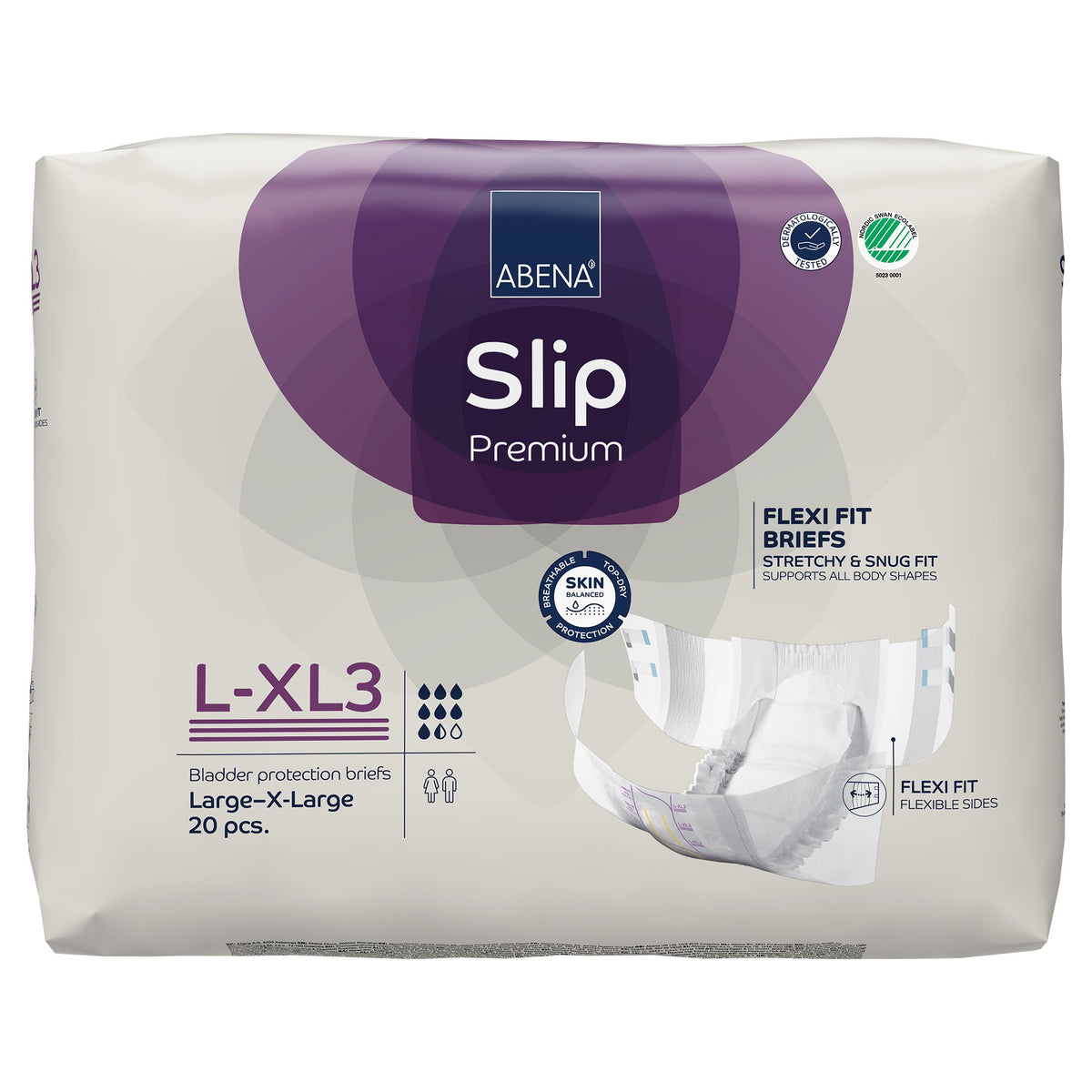 Abena Slip Premium Flexi Fit Incontinence Briefs, L-XL3-Unisex Adult Incontinence Brief Abena Slip Flexi Fit Large / X-Large Disposable Heavy Absorbency