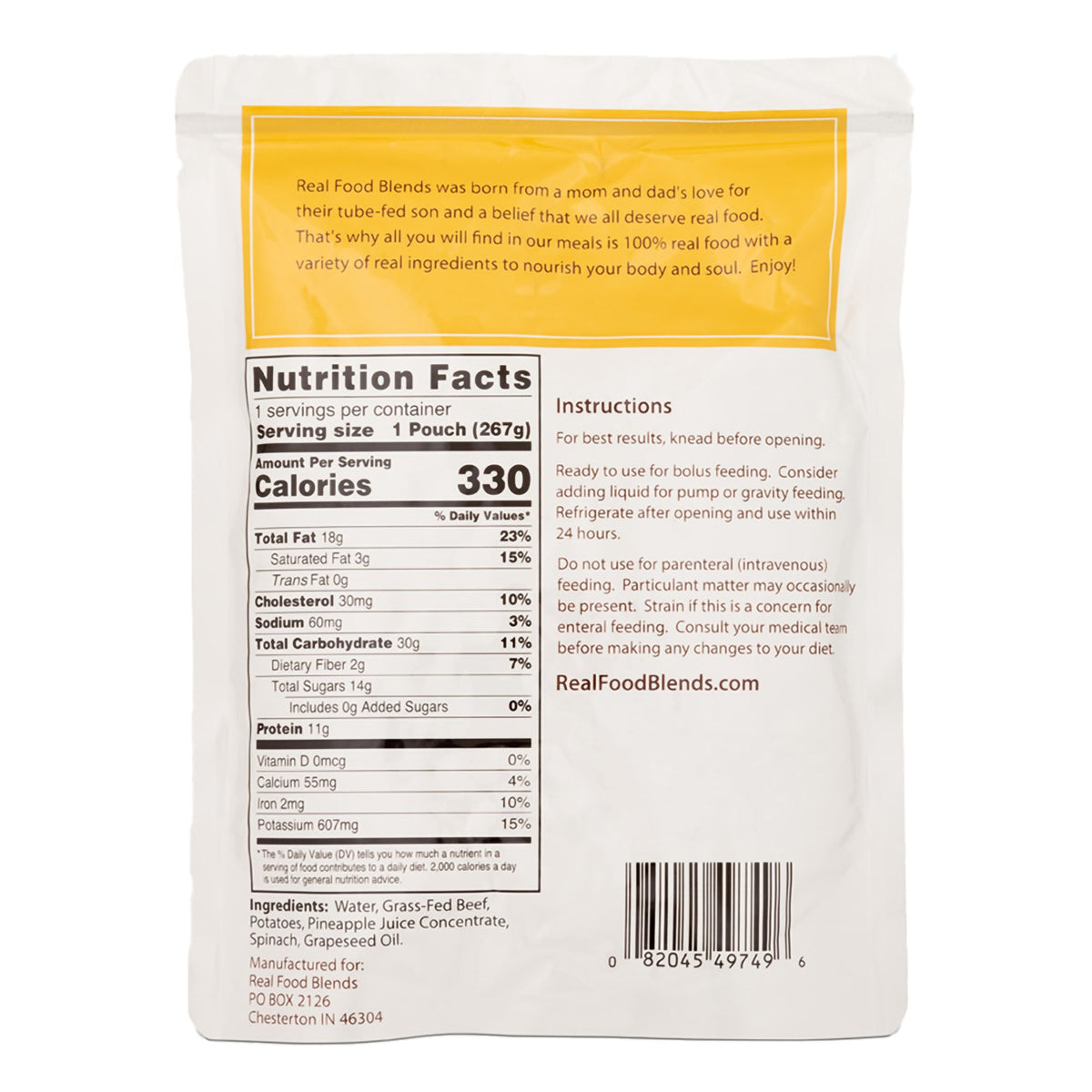 Real Food Blends™ Beef, Potatoes & Spinach Puree Blend for Tube Feeding, 9.4-oz. - Nutritionals and Feeding Supplies>Nutri...
