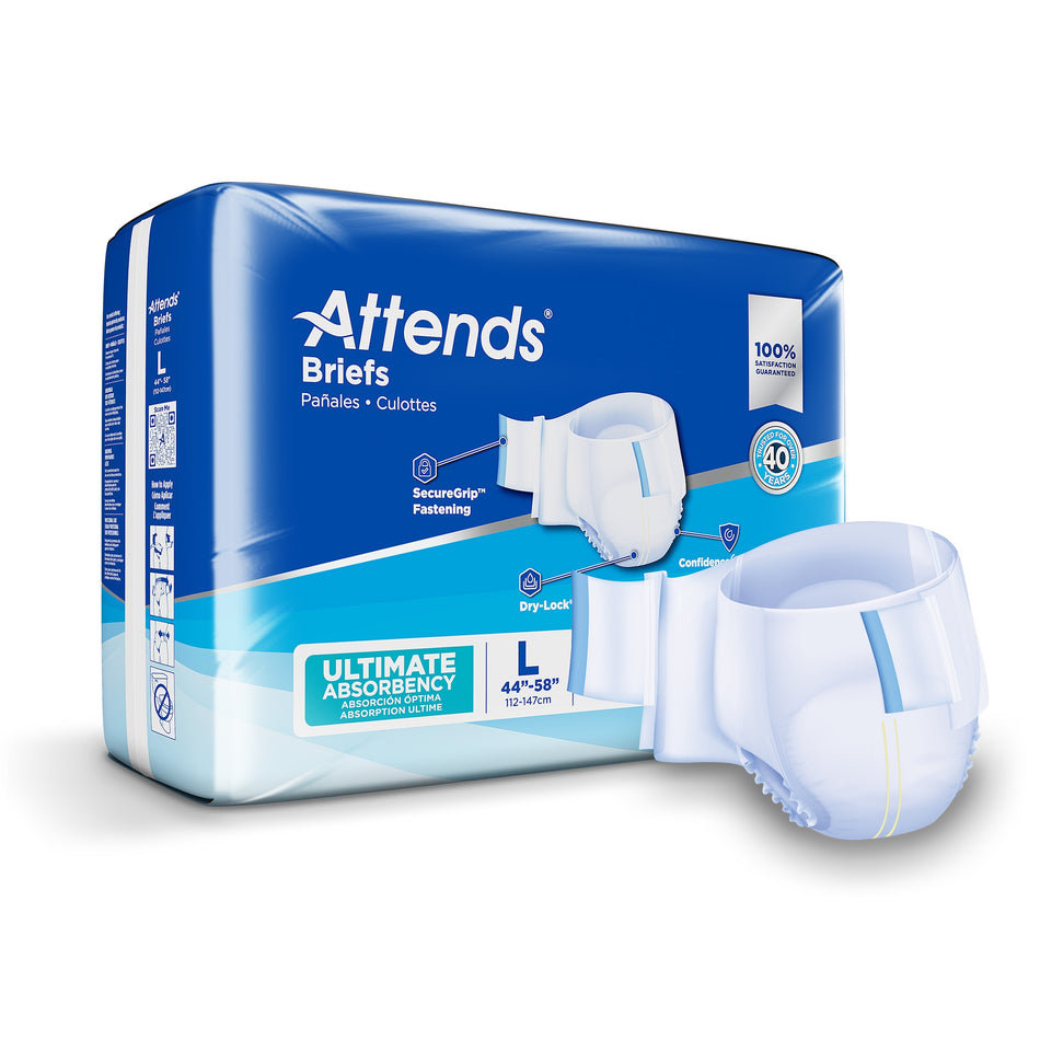 Attends Advanced Briefs, Large-Unisex Adult Incontinence Brief Attends Advanced Large Disposable Heavy Absorbency