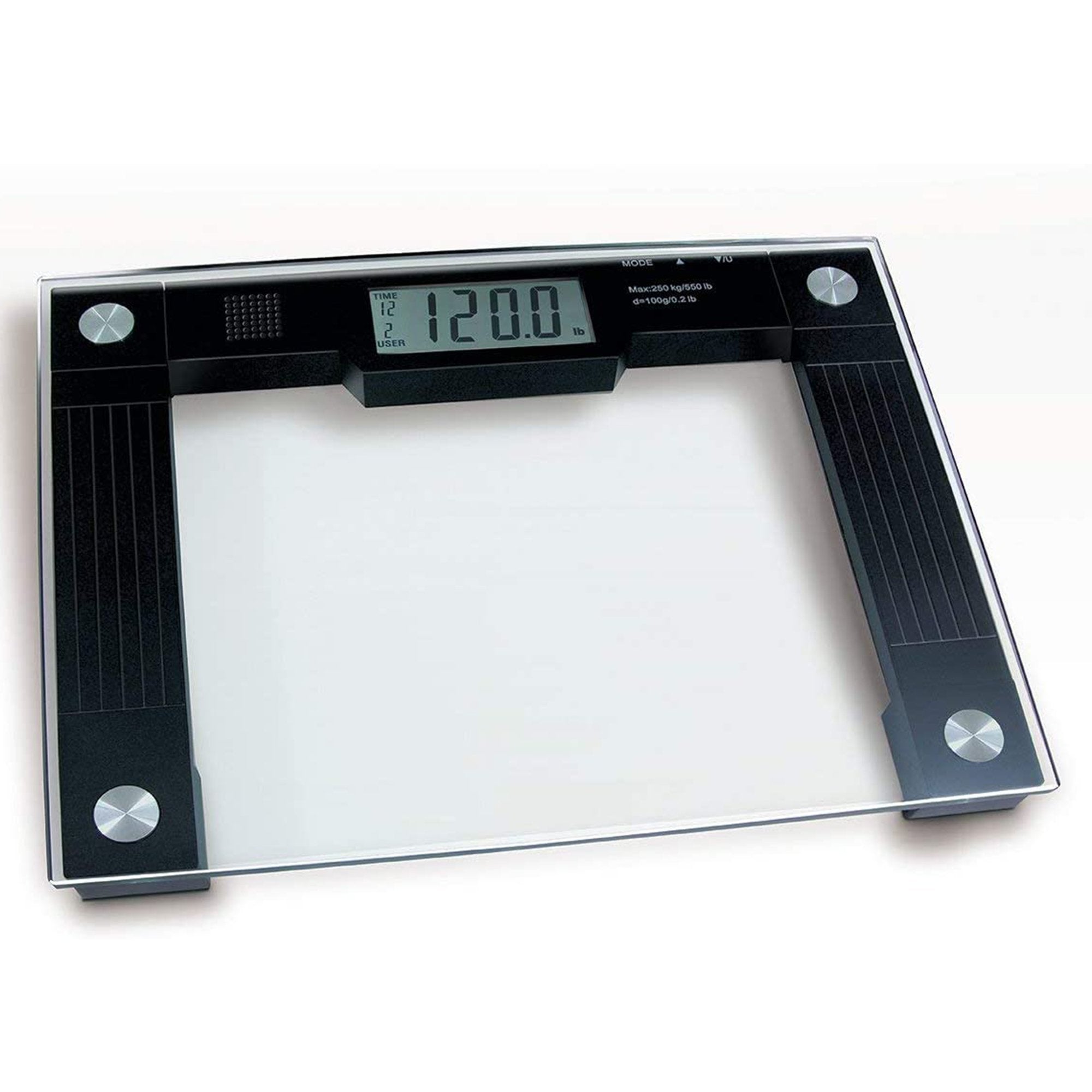 Ideaworks Extra Wide Talking Scale-Floor Scale Ideaworks Digital Display 550 lbs. / 250 kg Capacity Black / Glass AC Power
