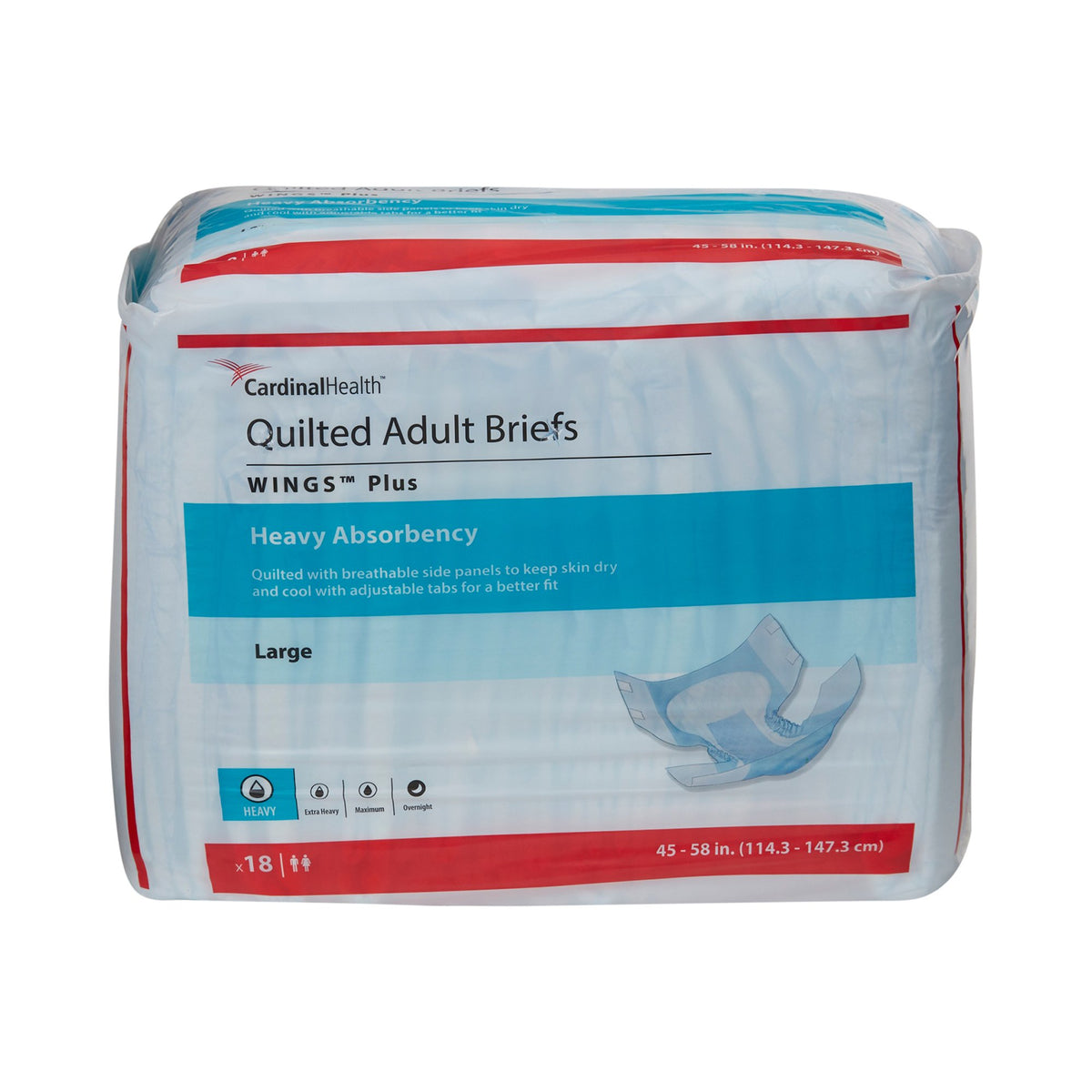 Wings™ Plus Quilted Heavy Absorbency Incontinence Brief, Large - Incontinence>Adult Briefs and Protective Undergarments -...