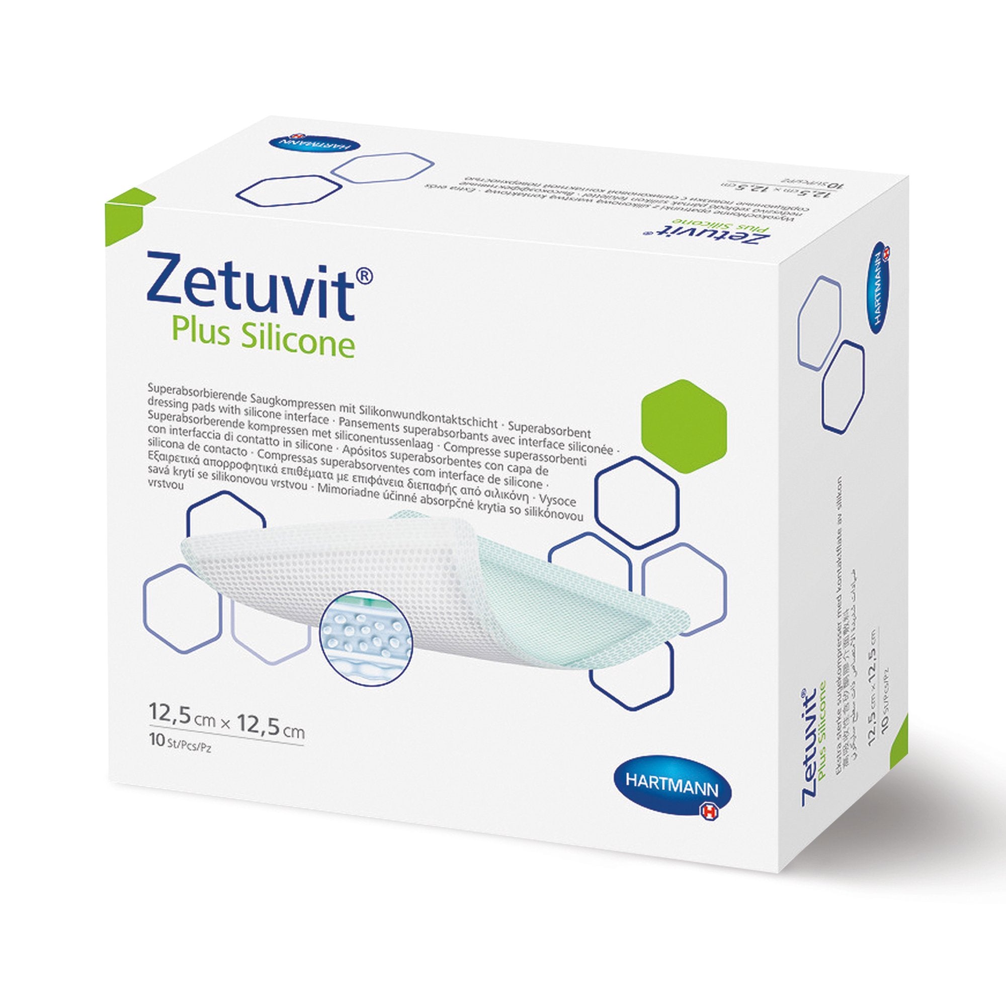 Zetuvit Plus Silicone Super Absorbent Dressing, 5 x 5 Inch-Super Absorbent Dressing Zetuvit Plus Silicone Non-Bordered Nonadhesive 5 X 5 Inch Square