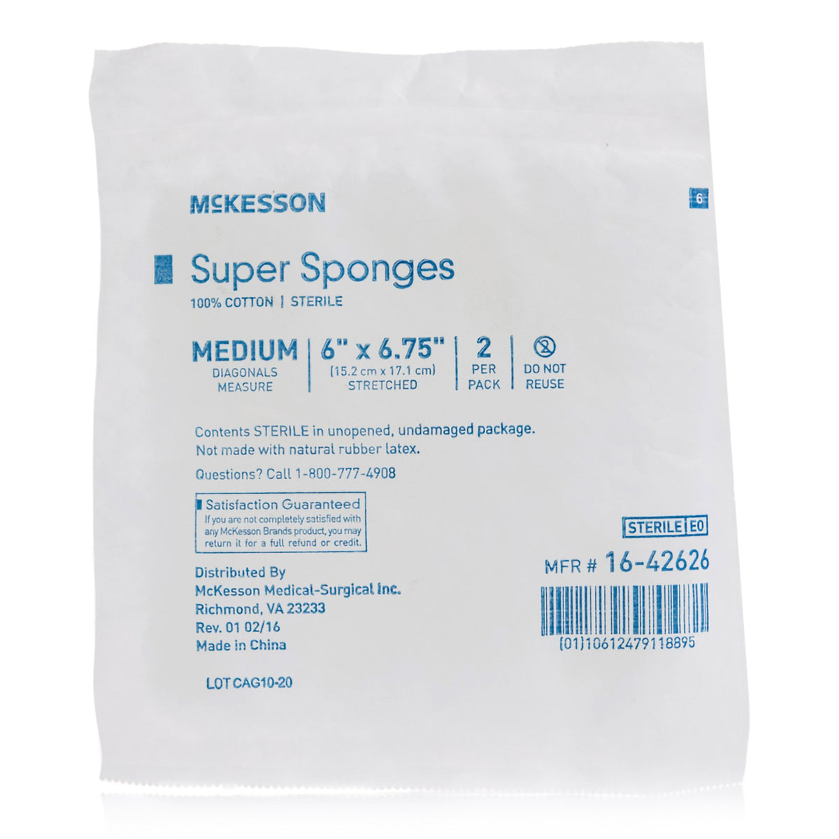 McKesson Sterile Fluff Dressing, 6 x 6-3/4 Inch-Fluff Dressing McKesson 6 X 6-3/4 Inch Sterile 2 per Pack