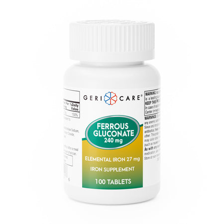 Geri-Care Iron Mineral Supplement-Mineral Supplement Geri-Care Iron 240 mg Strength Tablet 100 per Bottle