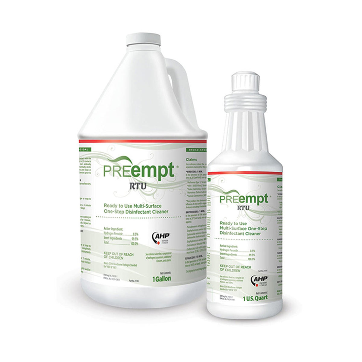 PREempt RTU Surface Disinfectant Cleaner, 1 gal.-PREempt RTU Surface Disinfectant Cleaner Peroxide Based Manual Pour Liquid 1 gal. Jug Scented NonSterile