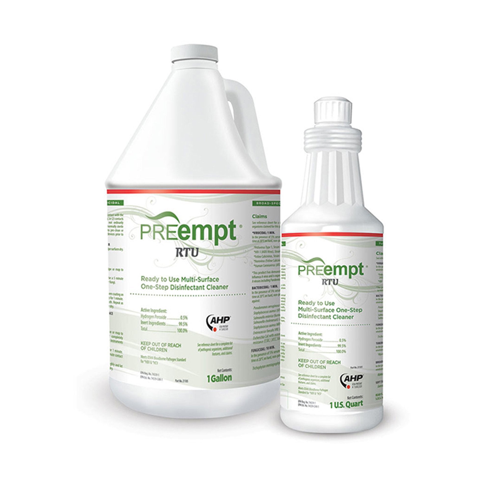 PREempt RTU Surface Disinfectant Cleaner, 1 gal.-PREempt RTU Surface Disinfectant Cleaner Peroxide Based Manual Pour Liquid 1 gal. Jug Scented NonSterile