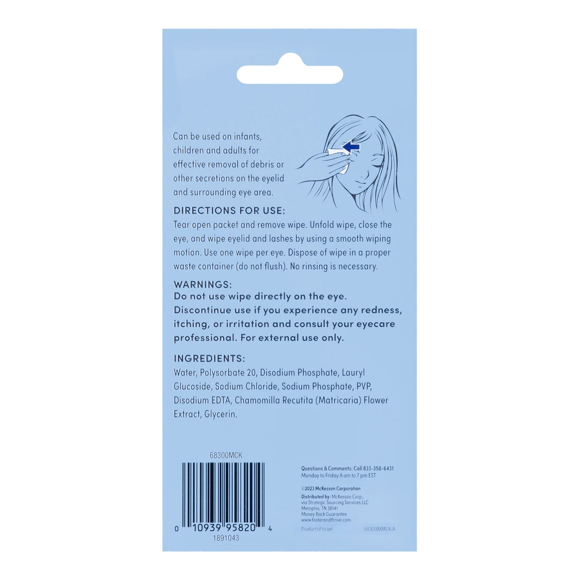 Foster & Thrive Rinse-Free Eyelid Wipes-Eyelid Cleanser Foster & Thrive 30 per Box Wipe