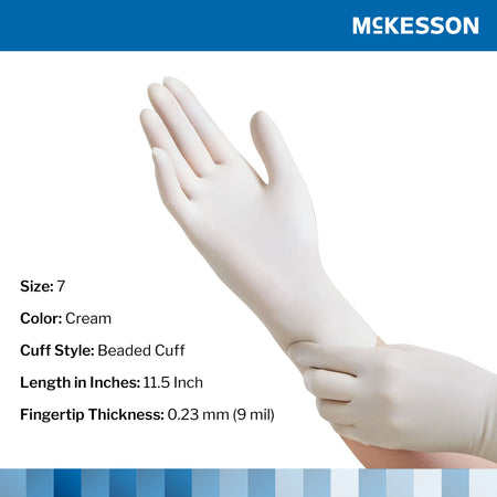 McKesson Perry Performance Plus Surgical Glove, Size 7, Cream-Surgical Glove McKesson Perry Size 7 Sterile Latex Standard Cuff Length Smooth Cream Not Chemo Approved