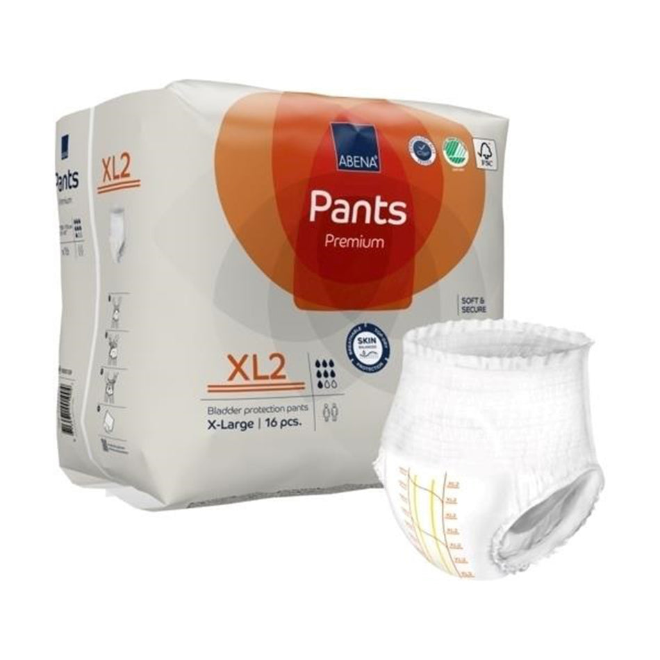 Abena Premium Pants XL2 Incontinence Brief, X-Large-Unisex Adult Absorbent Underwear Abena Premium Pants XL2 Pull On with Tear Away Seams X-Large Disposable Heavy Absorbency