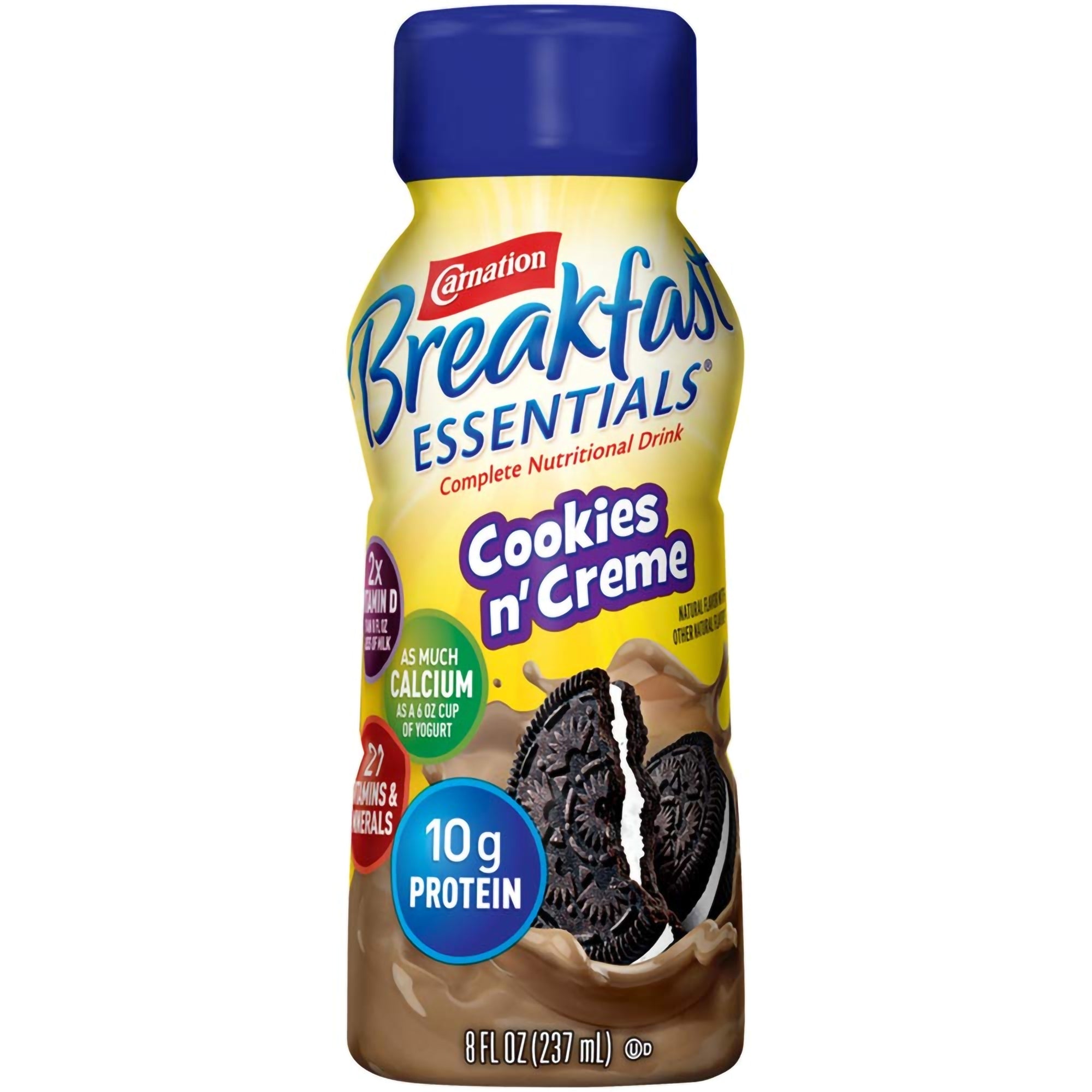 Carnation Breakfast Essentials Cookies N Crme Nutritional Drink, 8-ounce bottle-Oral Supplement Carnation Breakfast Essentials Cookies N Crme Flavor Liquid 8 oz. Bottle